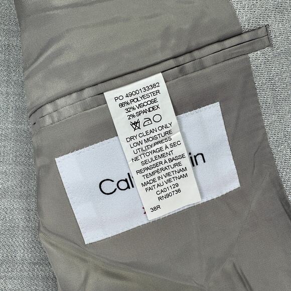 Calvin Klein Mens X Slim Fit Soft Solid Sport Coat Heather Gray 38R - Picture 5 of 5